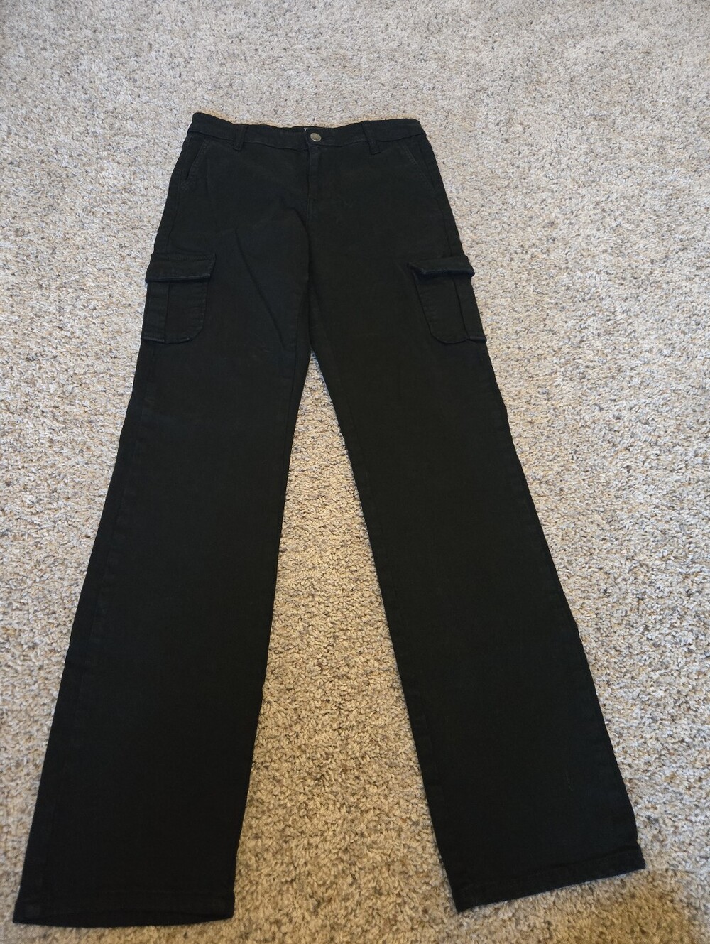 💖Well Worn Women's Black Cargo Wide-Leg Pants